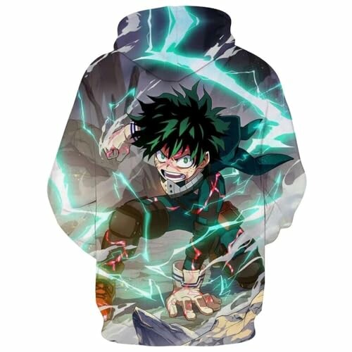 Anime character in action pose on a hoodie