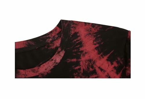 Close-up of black and red tie-dye shirt